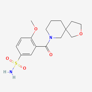 molecular formula C16H22N2O5S B5665301 4-methoxy-3-(2-oxa-7-azaspiro[4.5]dec-7-ylcarbonyl)benzenesulfonamide 