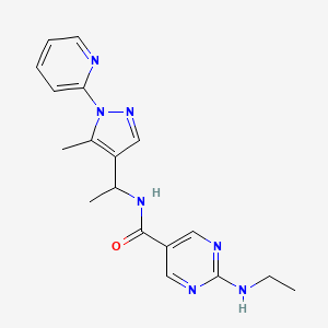 molecular formula C18H21N7O B5665314 2-(ethylamino)-N-[1-(5-methyl-1-pyridin-2-yl-1H-pyrazol-4-yl)ethyl]pyrimidine-5-carboxamide 