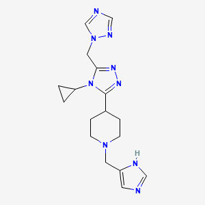 molecular formula C17H23N9 B5665377 4-[4-cyclopropyl-5-(1H-1,2,4-triazol-1-ylmethyl)-4H-1,2,4-triazol-3-yl]-1-(1H-imidazol-4-ylmethyl)piperidine 