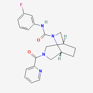 molecular formula C20H21FN4O2 B5665386 (1S*,5R*)-N-(3-fluorophenyl)-3-(2-pyridinylcarbonyl)-3,6-diazabicyclo[3.2.2]nonane-6-carboxamide 