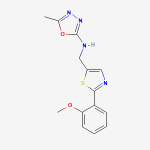 molecular formula C14H14N4O2S B5665476 N-{[2-(2-methoxyphenyl)-1,3-thiazol-5-yl]methyl}-5-methyl-1,3,4-oxadiazol-2-amine 