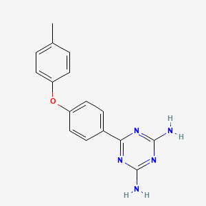 molecular formula C16H15N5O B5665478 6-[4-(4-methylphenoxy)phenyl]-1,3,5-triazine-2,4-diamine 