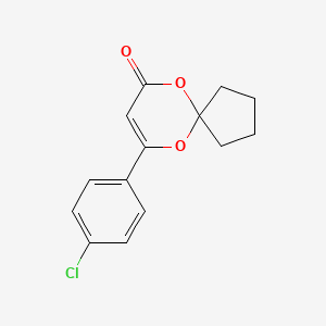 molecular formula C14H13ClO3 B5665481 9-(4-chlorophenyl)-6,10-dioxaspiro[4.5]dec-8-en-7-one 