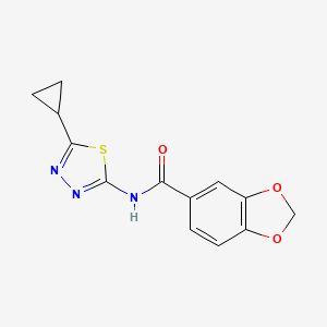 molecular formula C13H11N3O3S B5665494 N-(5-cyclopropyl-1,3,4-thiadiazol-2-yl)-1,3-benzodioxole-5-carboxamide 