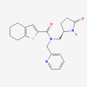molecular formula C20H23N3O2S B5665517 N-{[(2S)-5-oxo-2-pyrrolidinyl]methyl}-N-(2-pyridinylmethyl)-4,5,6,7-tetrahydro-1-benzothiophene-2-carboxamide 