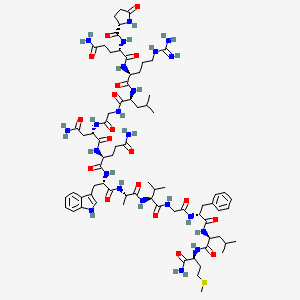 molecular formula C74H112N22O18S B566554 Pyr-gln-arg-leu-gly-asn-gln-trp-ala-val-gly-D-phe-leu-met-NH2 CAS No. 108437-87-2