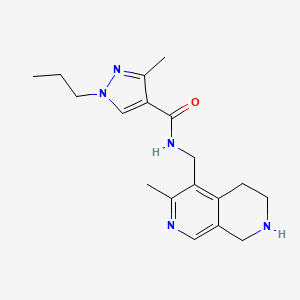 molecular formula C18H25N5O B5665552 3-methyl-N-[(3-methyl-5,6,7,8-tetrahydro-2,7-naphthyridin-4-yl)methyl]-1-propyl-1H-pyrazole-4-carboxamide dihydrochloride 