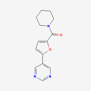 molecular formula C14H15N3O2 B5665591 5-[5-(piperidin-1-ylcarbonyl)-2-furyl]pyrimidine 
