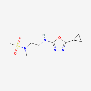 molecular formula C9H16N4O3S B5665609 N-{2-[(5-cyclopropyl-1,3,4-oxadiazol-2-yl)amino]ethyl}-N-methylmethanesulfonamide 