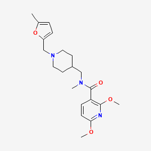 molecular formula C21H29N3O4 B5665634 2,6-dimethoxy-N-methyl-N-({1-[(5-methyl-2-furyl)methyl]piperidin-4-yl}methyl)nicotinamide 