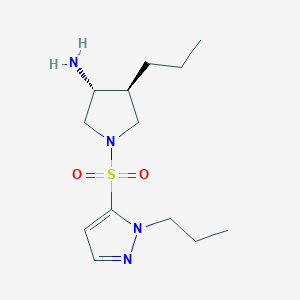 molecular formula C13H24N4O2S B5665637 (3R*,4S*)-4-propyl-1-[(1-propyl-1H-pyrazol-5-yl)sulfonyl]pyrrolidin-3-amine 