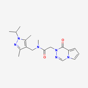 molecular formula C18H24N6O2 B5665641 N-[(1-isopropyl-3,5-dimethyl-1H-pyrazol-4-yl)methyl]-N-methyl-2-(1-oxopyrrolo[1,2-d][1,2,4]triazin-2(1H)-yl)acetamide 