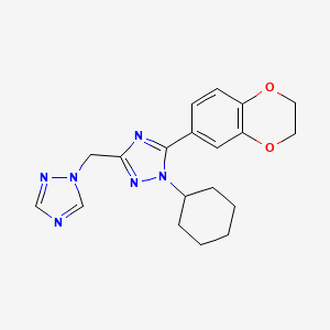 molecular formula C19H22N6O2 B5665642 1-cyclohexyl-5-(2,3-dihydro-1,4-benzodioxin-6-yl)-3-(1H-1,2,4-triazol-1-ylmethyl)-1H-1,2,4-triazole 