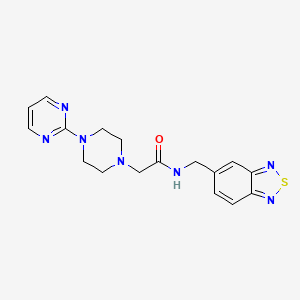 molecular formula C17H19N7OS B5665665 N-(2,1,3-benzothiadiazol-5-ylmethyl)-2-[4-(2-pyrimidinyl)-1-piperazinyl]acetamide 