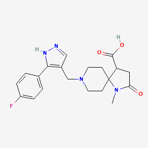 molecular formula C20H23FN4O3 B5665675 8-{[3-(4-fluorophenyl)-1H-pyrazol-4-yl]methyl}-1-methyl-2-oxo-1,8-diazaspiro[4.5]decane-4-carboxylic acid 