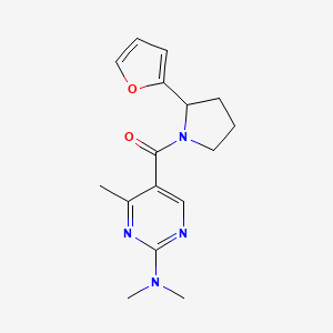 molecular formula C16H20N4O2 B5665680 5-{[2-(2-furyl)-1-pyrrolidinyl]carbonyl}-N,N,4-trimethyl-2-pyrimidinamine 