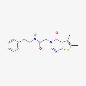 molecular formula C18H19N3O2S B5665687 2-(5,6-dimethyl-4-oxothieno[2,3-d]pyrimidin-3(4H)-yl)-N-(2-phenylethyl)acetamide 