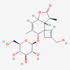 molecular formula C21H32O9 B566569 (3S,3aS,6E,9S,10Z,11aS)-6-(hydroxymethyl)-3,10-dimethyl-9-[(2R,3R,4S,5S,6R)-3,4,5-trihydroxy-6-(hydroxymethyl)oxan-2-yl]oxy-3a,4,5,8,9,11a-hexahydro-3H-cyclodeca[b]furan-2-one CAS No. 106009-42-1