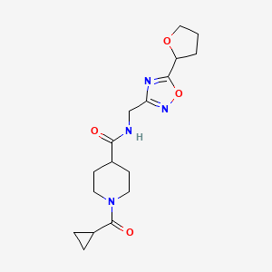 molecular formula C17H24N4O4 B5665714 1-(cyclopropylcarbonyl)-N-{[5-(tetrahydro-2-furanyl)-1,2,4-oxadiazol-3-yl]methyl}-4-piperidinecarboxamide 