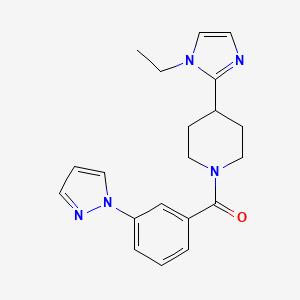 molecular formula C20H23N5O B5665792 4-(1-ethyl-1H-imidazol-2-yl)-1-[3-(1H-pyrazol-1-yl)benzoyl]piperidine 