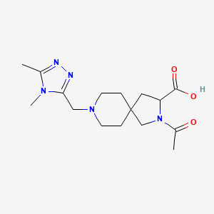 molecular formula C16H25N5O3 B5665817 2-acetyl-8-[(4,5-dimethyl-4H-1,2,4-triazol-3-yl)methyl]-2,8-diazaspiro[4.5]decane-3-carboxylic acid 