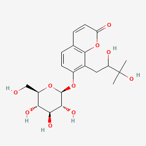 molecular formula C20H26O10 B566582 8-(2,3-dihydroxy-3-methylbutyl)-7-[(2S,3R,4S,5S,6R)-3,4,5-trihydroxy-6-(hydroxymethyl)oxan-2-yl]oxychromen-2-one CAS No. 103805-93-2