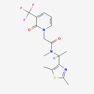molecular formula C16H18F3N3O2S B5665852 N-[1-(2,5-dimethyl-1,3-thiazol-4-yl)ethyl]-N-methyl-2-[2-oxo-3-(trifluoromethyl)pyridin-1(2H)-yl]acetamide 