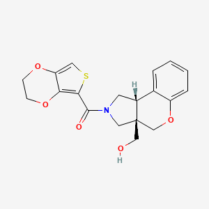 molecular formula C19H19NO5S B5665883 [(3aS*,9bS*)-2-(2,3-dihydrothieno[3,4-b][1,4]dioxin-5-ylcarbonyl)-1,2,3,9b-tetrahydrochromeno[3,4-c]pyrrol-3a(4H)-yl]methanol 