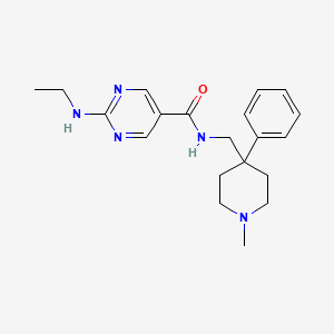 molecular formula C20H27N5O B5665940 2-(ethylamino)-N-[(1-methyl-4-phenyl-4-piperidinyl)methyl]-5-pyrimidinecarboxamide 