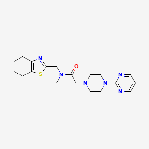 molecular formula C19H26N6OS B5665979 N-methyl-2-[4-(2-pyrimidinyl)-1-piperazinyl]-N-(4,5,6,7-tetrahydro-1,3-benzothiazol-2-ylmethyl)acetamide 