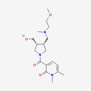 molecular formula C18H29N3O4 B5666042 3-[((3R*,4R*)-3-(hydroxymethyl)-4-{[(2-methoxyethyl)(methyl)amino]methyl}-1-pyrrolidinyl)carbonyl]-1,6-dimethyl-2(1H)-pyridinone 