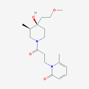 molecular formula C18H28N2O4 B5666048 1-{3-[(3R*,4R*)-4-hydroxy-4-(2-methoxyethyl)-3-methyl-1-piperidinyl]-3-oxopropyl}-6-methyl-2(1H)-pyridinone 