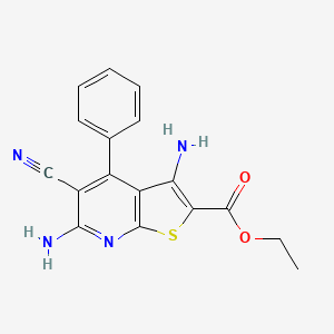 molecular formula C17H14N4O2S B5666068 乙基 3,6-二氨基-5-氰基-4-苯基噻吩并[2,3-b]吡啶-2-羧酸盐 
