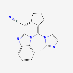 molecular formula C19H15N5 B5666075 11-(2-methyl-1H-imidazol-1-yl)-2,3-dihydro-1H-cyclopenta[4,5]pyrido[1,2-a]benzimidazole-4-carbonitrile 
