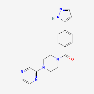 molecular formula C18H18N6O B5666083 2-{4-[4-(1H-pyrazol-3-yl)benzoyl]-1-piperazinyl}pyrazine 