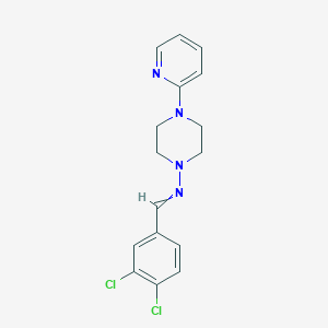 molecular formula C16H16Cl2N4 B5666120 N-(3,4-dichlorobenzylidene)-4-(2-pyridinyl)-1-piperazinamine 