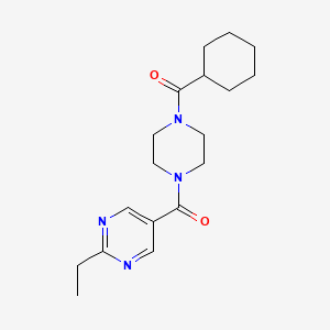 molecular formula C18H26N4O2 B5666134 5-{[4-(cyclohexylcarbonyl)-1-piperazinyl]carbonyl}-2-ethylpyrimidine 