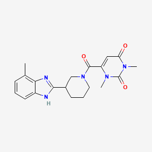 molecular formula C20H23N5O3 B5666143 1,3-dimethyl-6-{[3-(4-methyl-1H-benzimidazol-2-yl)-1-piperidinyl]carbonyl}-2,4(1H,3H)-pyrimidinedione 