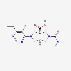molecular formula C16H22FN5O3 B5666147 (3aS*,6aS*)-2-[(dimethylamino)carbonyl]-5-(6-ethyl-5-fluoropyrimidin-4-yl)hexahydropyrrolo[3,4-c]pyrrole-3a(1H)-carboxylic acid 