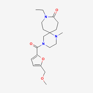 molecular formula C19H29N3O4 B5666164 9-ethyl-4-[5-(methoxymethyl)-2-furoyl]-1-methyl-1,4,9-triazaspiro[5.6]dodecan-10-one 