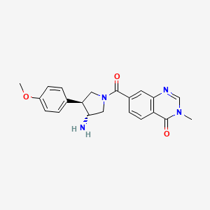 molecular formula C21H22N4O3 B5666188 7-{[(3R*,4S*)-3-amino-4-(4-methoxyphenyl)pyrrolidin-1-yl]carbonyl}-3-methylquinazolin-4(3H)-one 