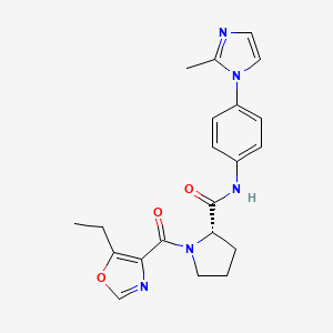molecular formula C21H23N5O3 B5666205 1-[(5-ethyl-1,3-oxazol-4-yl)carbonyl]-N-[4-(2-methyl-1H-imidazol-1-yl)phenyl]-L-prolinamide 