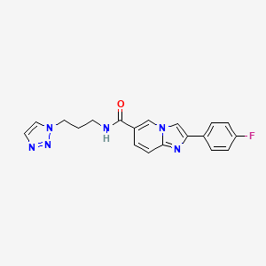 molecular formula C19H17FN6O B5666217 2-(4-fluorophenyl)-N-[3-(1H-1,2,3-triazol-1-yl)propyl]imidazo[1,2-a]pyridine-6-carboxamide 