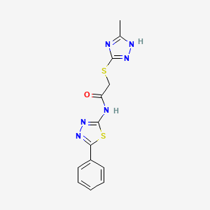 molecular formula C13H12N6OS2 B5666225 2-[(5-methyl-4H-1,2,4-triazol-3-yl)thio]-N-(5-phenyl-1,3,4-thiadiazol-2-yl)acetamide 