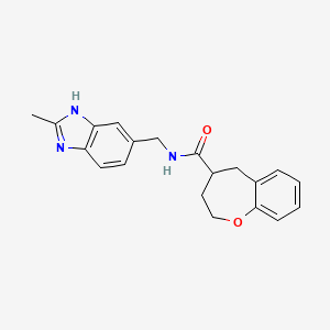 molecular formula C20H21N3O2 B5666244 N-[(2-methyl-1H-benzimidazol-6-yl)methyl]-2,3,4,5-tetrahydro-1-benzoxepine-4-carboxamide 