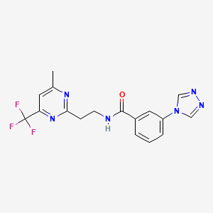 molecular formula C17H15F3N6O B5666249 N-{2-[4-methyl-6-(trifluoromethyl)-2-pyrimidinyl]ethyl}-3-(4H-1,2,4-triazol-4-yl)benzamide 
