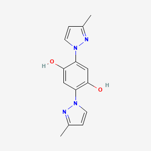 molecular formula C14H14N4O2 B5666268 2,5-bis(3-methyl-1H-pyrazol-1-yl)-1,4-benzenediol 