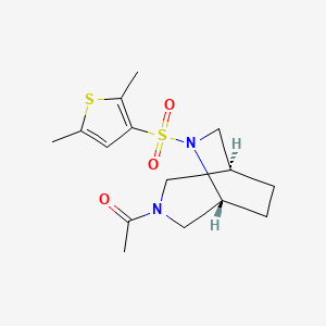 molecular formula C15H22N2O3S2 B5666330 (1S*,5R*)-3-acetyl-6-[(2,5-dimethyl-3-thienyl)sulfonyl]-3,6-diazabicyclo[3.2.2]nonane 