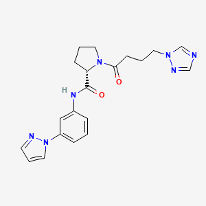 molecular formula C20H23N7O2 B5666338 N-[3-(1H-pyrazol-1-yl)phenyl]-1-[4-(1H-1,2,4-triazol-1-yl)butanoyl]-L-prolinamide 