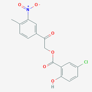 molecular formula C16H12ClNO6 B5666340 2-(4-methyl-3-nitrophenyl)-2-oxoethyl 5-chloro-2-hydroxybenzoate 